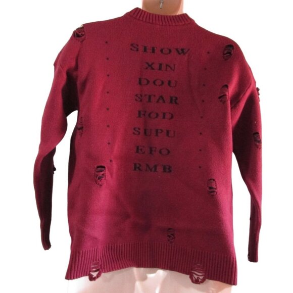 Distressed Salvation Priest Graphic Knit Tattered Thrashed Gothic Sweater EUC XL - Picture 3 of 16